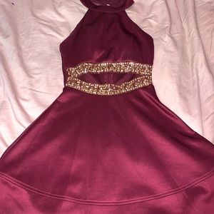 Maroon Dress W/ Gold Accents